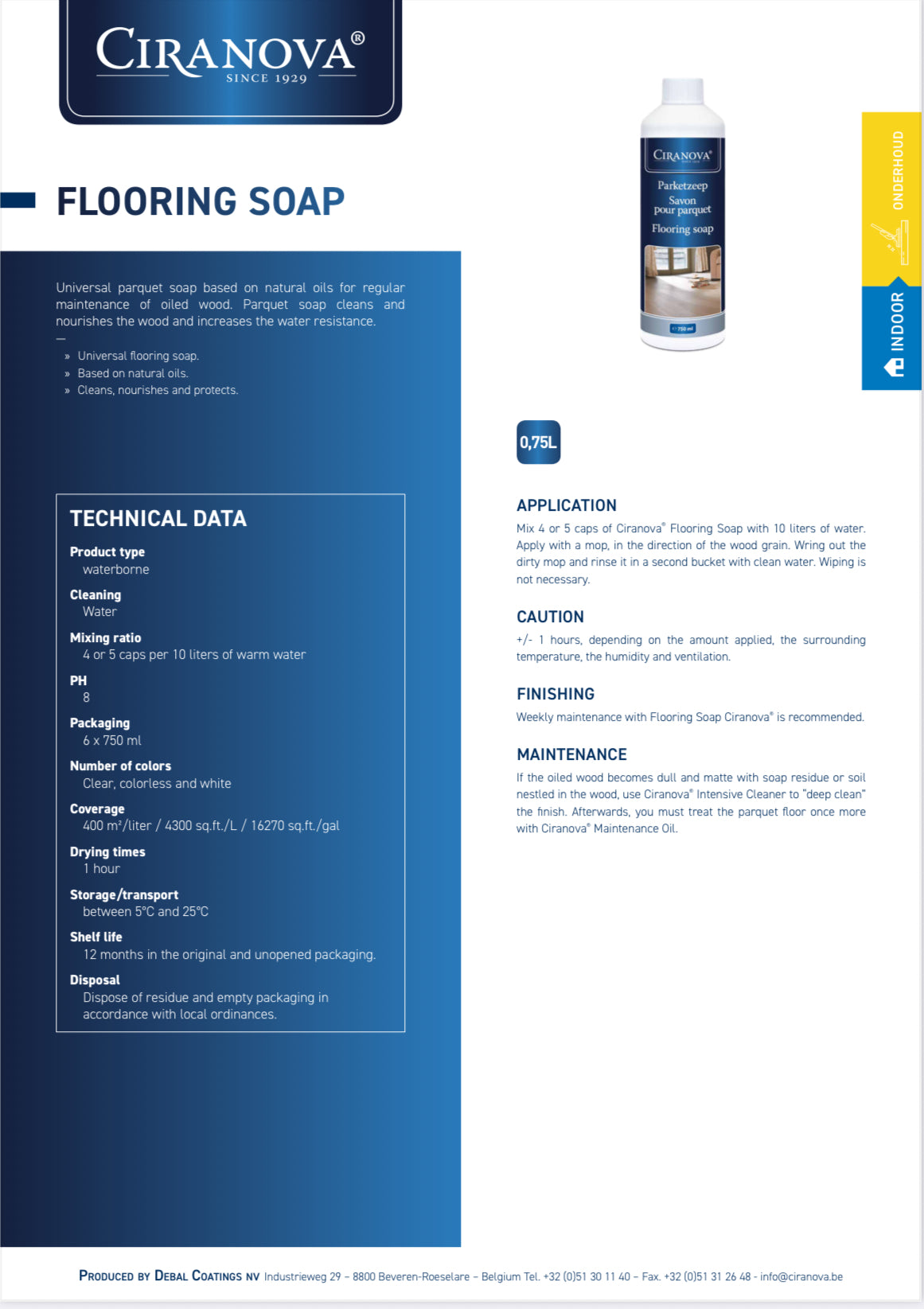 CIRANOVA | FLOORING SOAP CONCENTRATE | OILED/WAXED FLOORS