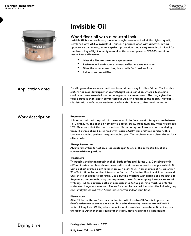 WOCA | INVISIBLE OIL | NATURAL (2.5L)