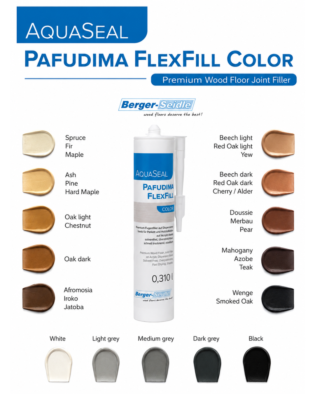 BERGER-SEIDLE | AQUA-SEAL FLEXFILL ACRYLIC JOINT FILLER (ASSORTED COLOURS)