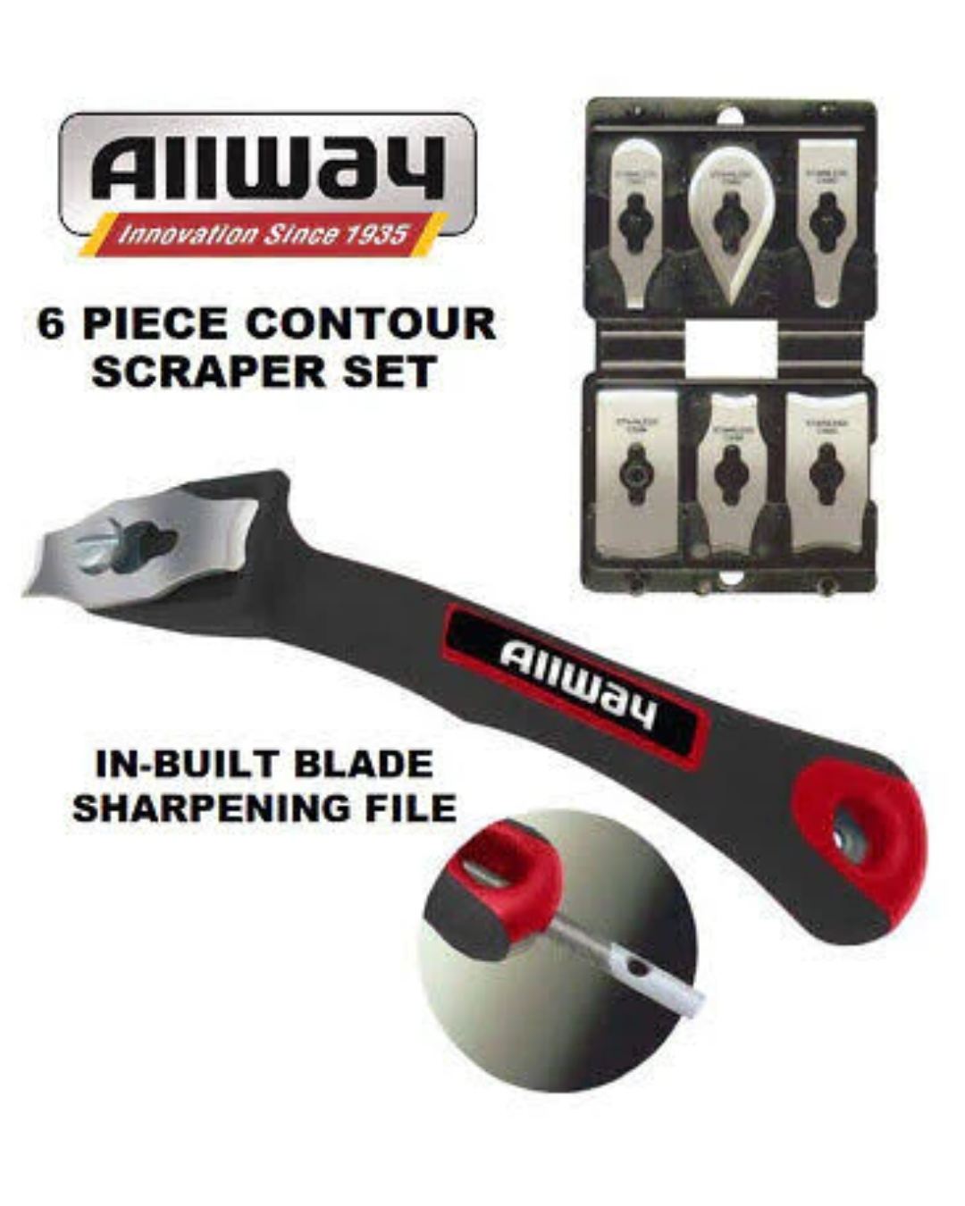 ALLWAY | CONTOUR SCRAPER KIT | (CS6) 6 BLADES